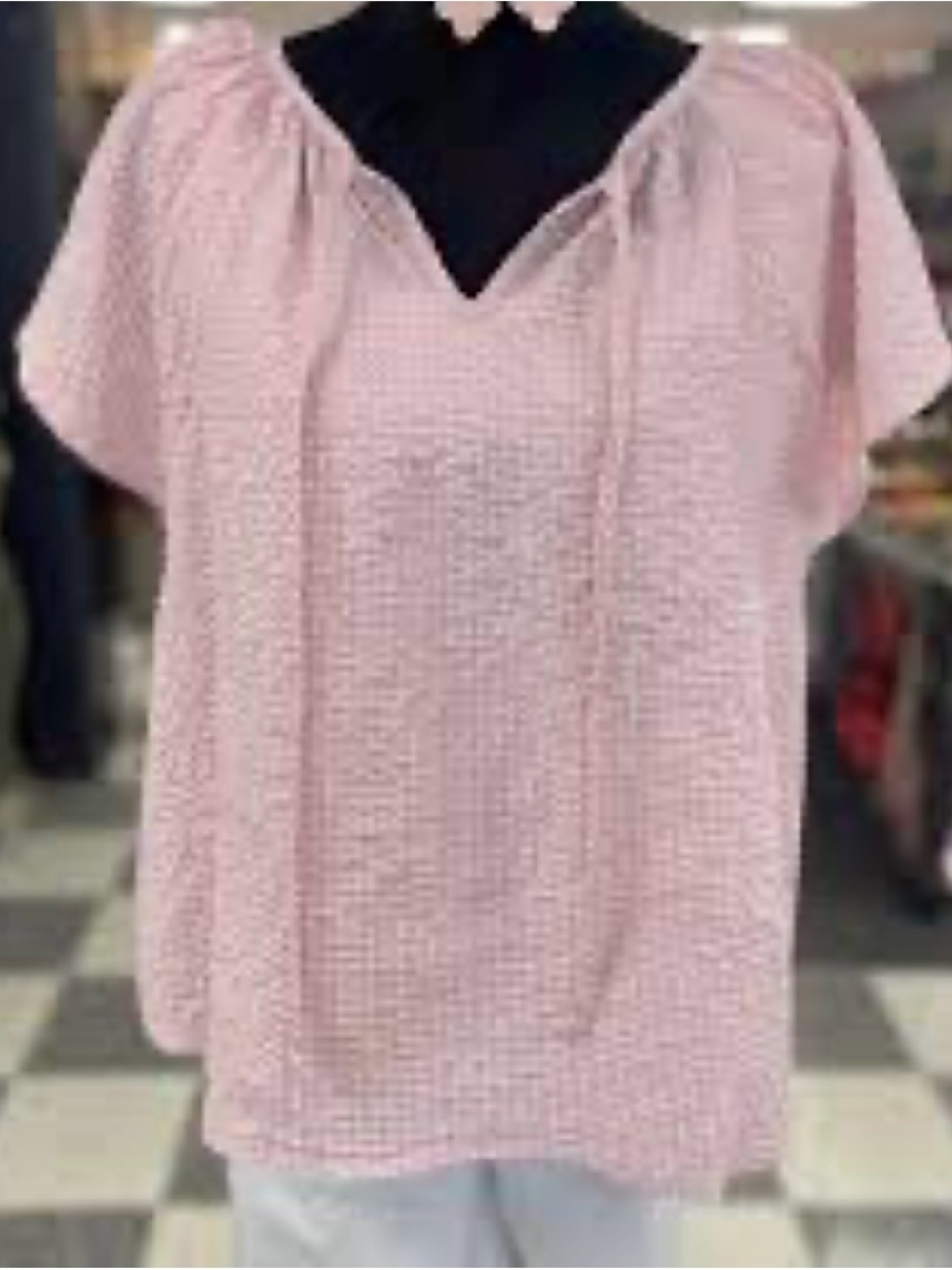 NEW! Easel lightweight flutter sleeve in Pink & White Sz. L